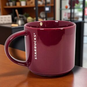 Starbucks 2013 Red Stackable Mug Etched Logo 14 oz Cranberry Holiday